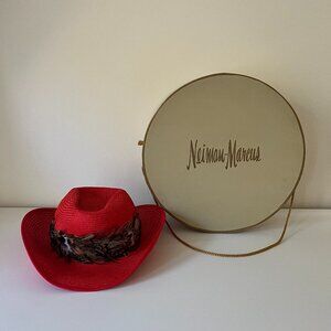 Vintage Neiman Marcus Red River Feather Red Western Cowgirl Hat
